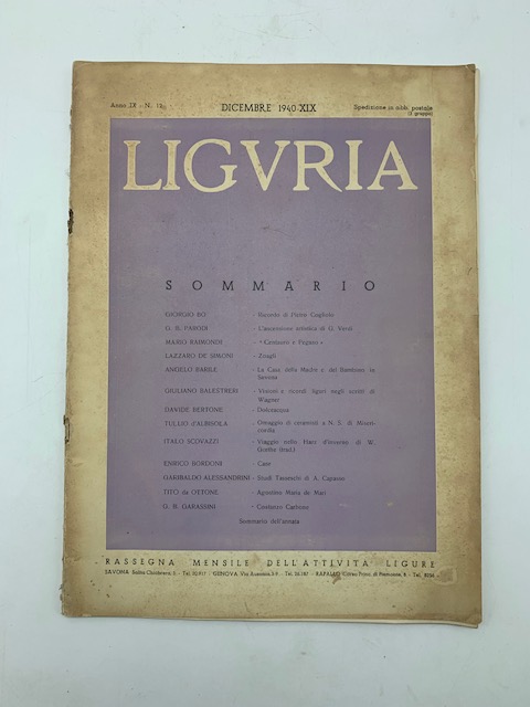 Liguria. Rassegna mensile dell'attività ligure, n. 12, dicembre 1940
